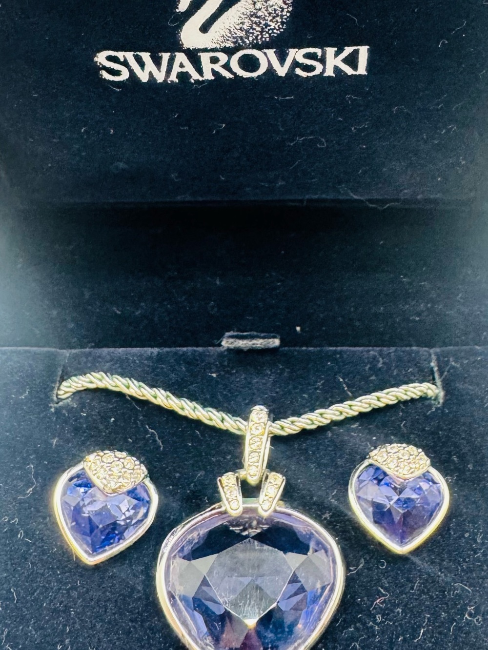 Swarovski Necklace and Purple Heart Earrings Set w/ original box